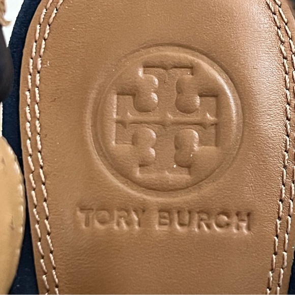 NEW Tory Burch Trinity Embroidered Navy Espadrille Heeled Slingback Sandal - Picture 11 of 13